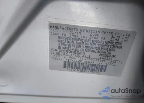 2019 Nissan Kicks Sv from USA, damaged, VIN 3N1CP5CU5KL498273